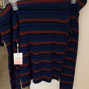 Off the shoulder striped top